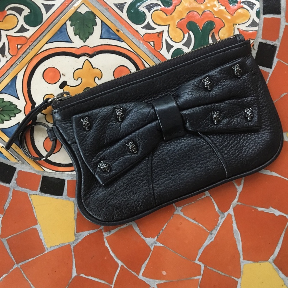 Betsey Johnson Black Leather Skull Bow Wallet 💀🎀